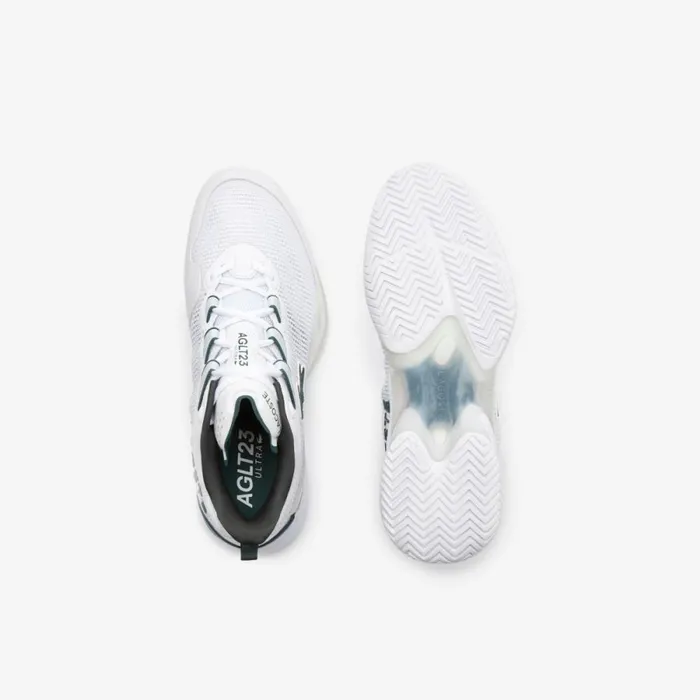 Performance Men Lacoste Men039s Lacoste AGLT23 Ultra Tennis Shoes With Technical Piqu Whitedark Green 1r5