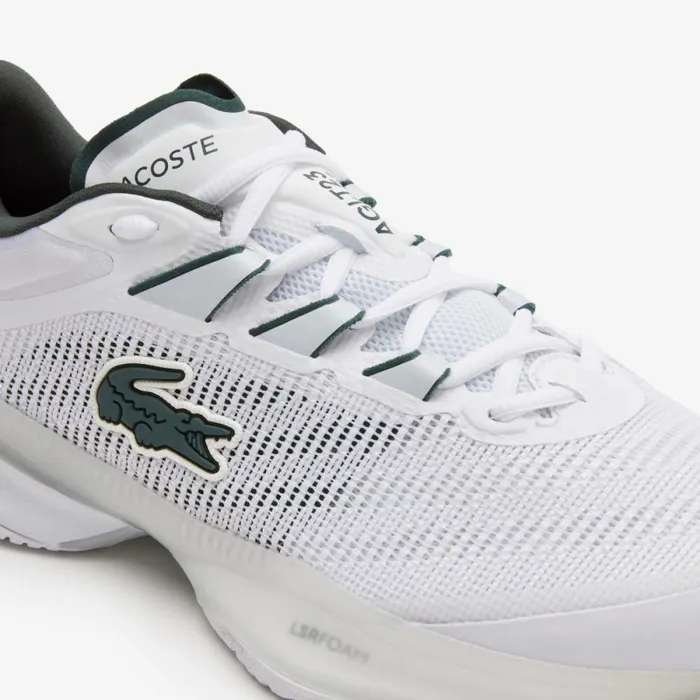 Performance Men Lacoste Men039s Lacoste AGLT23 Ultra Tennis Shoes With Technical Piqu Whitedark Green 1r5