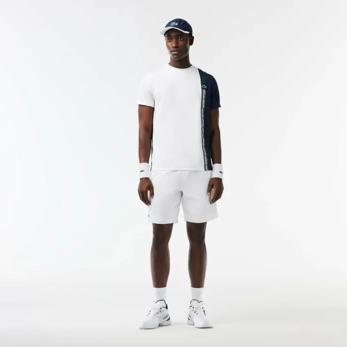 Performance Men Lacoste Men039s Lacoste AGLT23 Ultra Tennis Shoes With Technical Piqu Whitedark Green 1r5