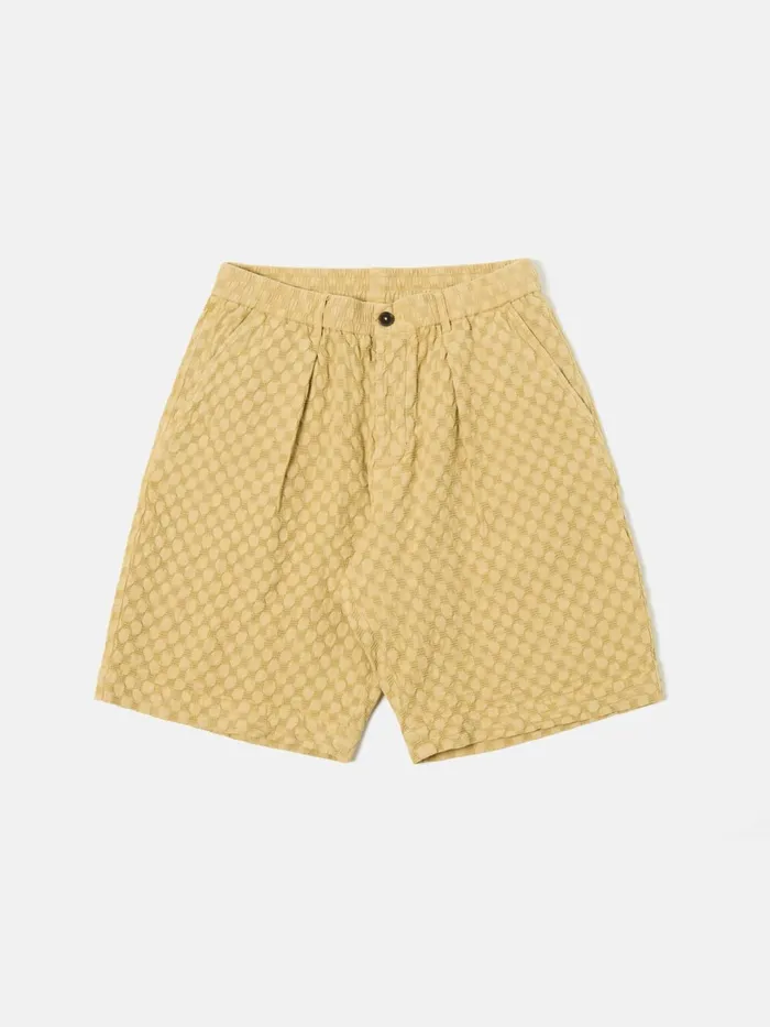 Pleated Track Short In Camel Dot Waffle Men Universal Works Shorts