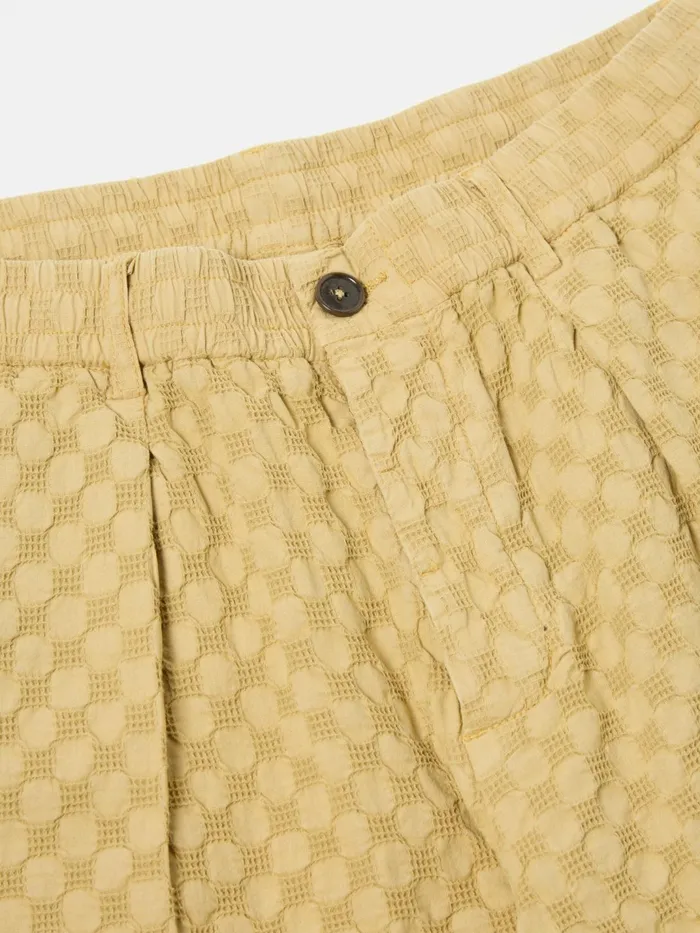 Pleated Track Short In Camel Dot Waffle Men Universal Works Shorts