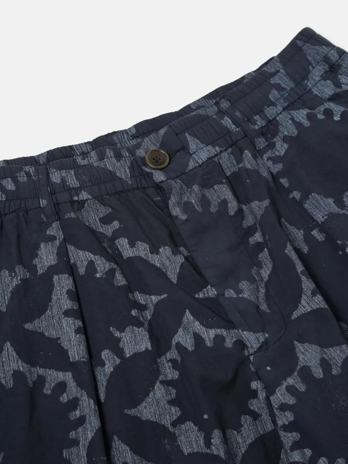 Pleated Track Short In Navy Over Dyed Sun Print Men Universal Works Shorts