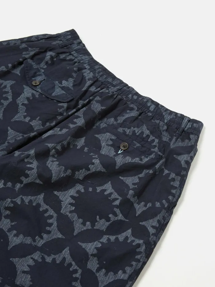 Pleated Track Short In Navy Over Dyed Sun Print Men Universal Works Shorts