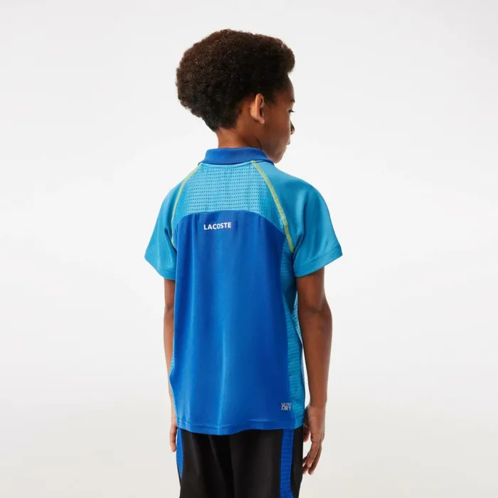 Polos Kids Lacoste Kids039 UltraDry Tennis Polo Blue Yellow Aw9