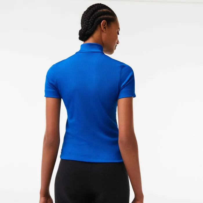 Polos Women Lacoste Women039s Contrast Bands Zip Neck Polo Blue K1q