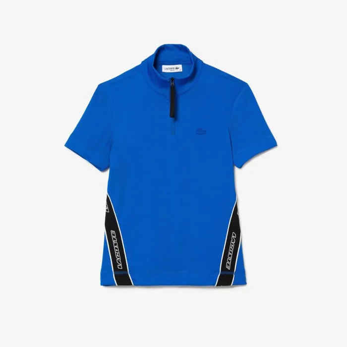 Polos Women Lacoste Women039s Contrast Bands Zip Neck Polo Blue K1q