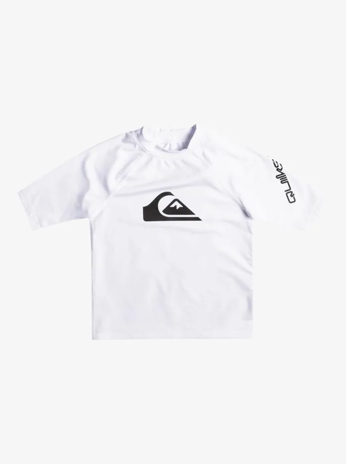 Quiksilver 27 All Time Short Sleeve UPF 50 Rashguard White Boys Rashguards Quiksilver 27 All Time Short Sleeve UPF 50 Rashguard White Boys Rashguards