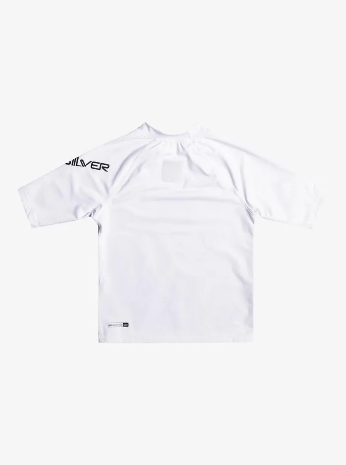Quiksilver 27 All Time Short Sleeve UPF 50 Rashguard White Boys Rashguards Quiksilver 27 All Time Short Sleeve UPF 50 Rashguard White Boys Rashguards