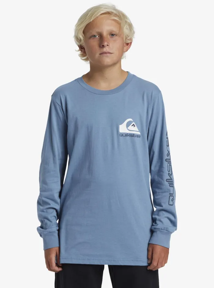 Quiksilver 816 Comp Logo Long Sleeve TShirt Blue Shadow Boys Tees