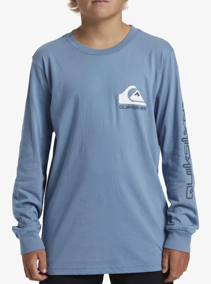 Quiksilver 816 Comp Logo Long Sleeve TShirt Blue Shadow Boys Tees Quiksilver 816 Comp Logo Long Sleeve TShirt Blue Shadow Boys Tees