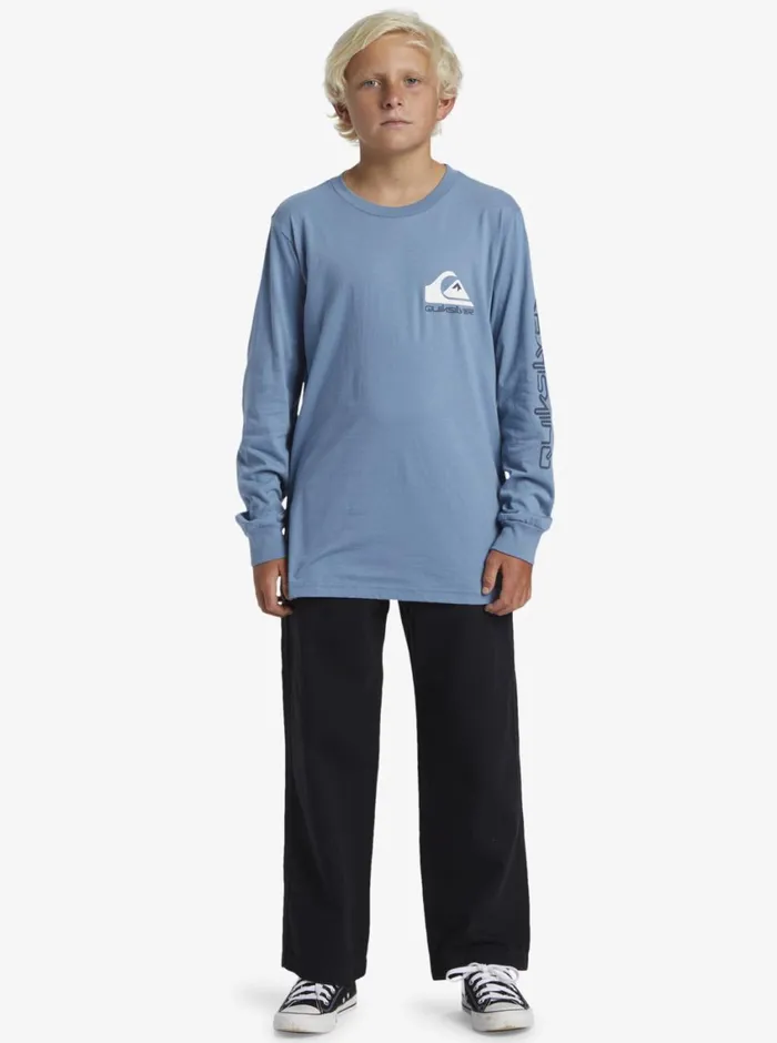 Quiksilver 816 Comp Logo Long Sleeve TShirt Blue Shadow Boys Tees Quiksilver 816 Comp Logo Long Sleeve TShirt Blue Shadow Boys Tees