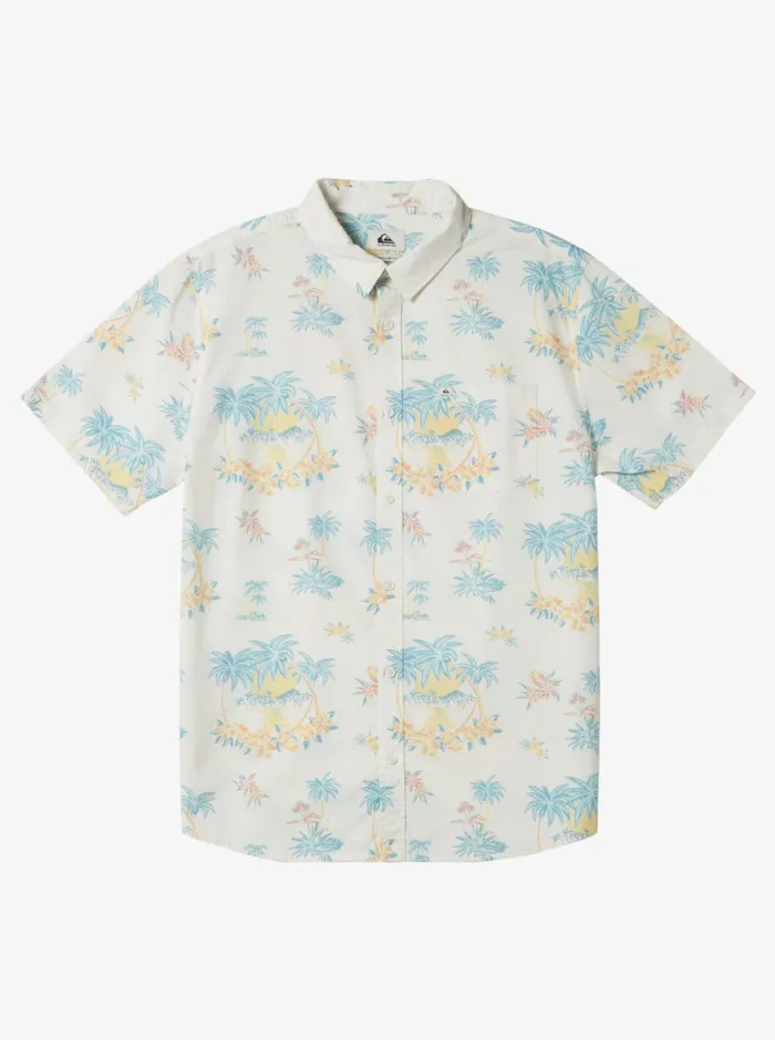 Quiksilver 816 Palm Spritz Short Sleeve Woven Shirt Snow White Palm Spritz Boys Shirts Quiksilver 816 Palm Spritz Short Sleeve Woven Shirt Snow White Palm Spritz Boys Shirts