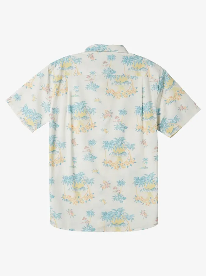 Quiksilver 816 Palm Spritz Short Sleeve Woven Shirt Snow White Palm Spritz Boys Shirts