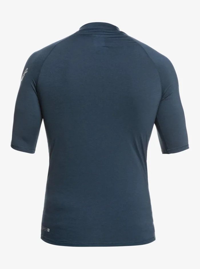 Quiksilver All Time Short Sleeve UPF 50 Rashguard Navy Blazer Heather Mens Rashguards Quiksilver All Time Short Sleeve UPF 50 Rashguard Navy Blazer Heather Mens Rashguards
