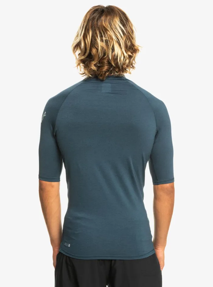 Quiksilver All Time Short Sleeve UPF 50 Rashguard Navy Blazer Heather Mens Rashguards Quiksilver All Time Short Sleeve UPF 50 Rashguard Navy Blazer Heather Mens Rashguards