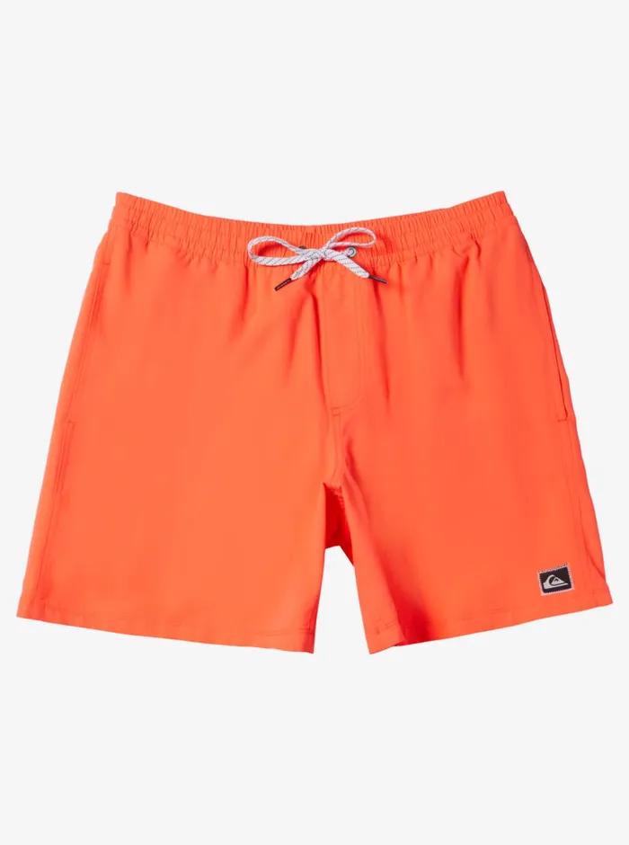 Quiksilver Everyday Solid Volley 15034 Elastic Waist Shorts Fiery Coral Mens Elastic Waist