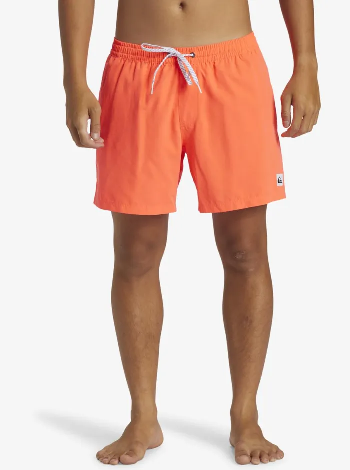 Quiksilver Everyday Solid Volley 15034 Elastic Waist Shorts Fiery Coral Mens Elastic Waist Quiksilver Everyday Solid Volley 15034 Elastic Waist Shorts Fiery Coral Mens Elastic Waist