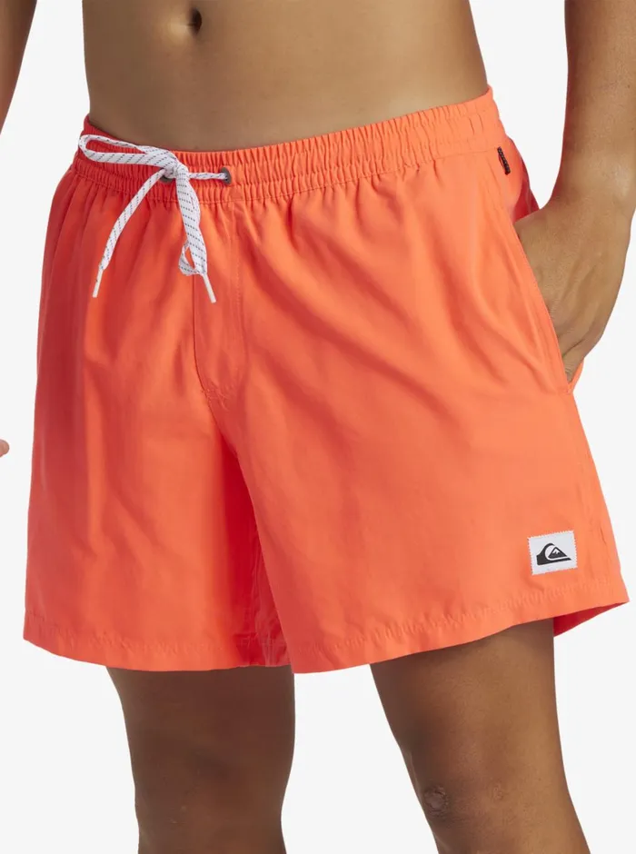 Quiksilver Everyday Solid Volley 15034 Elastic Waist Shorts Fiery Coral Mens Elastic Waist Quiksilver Everyday Solid Volley 15034 Elastic Waist Shorts Fiery Coral Mens Elastic Waist