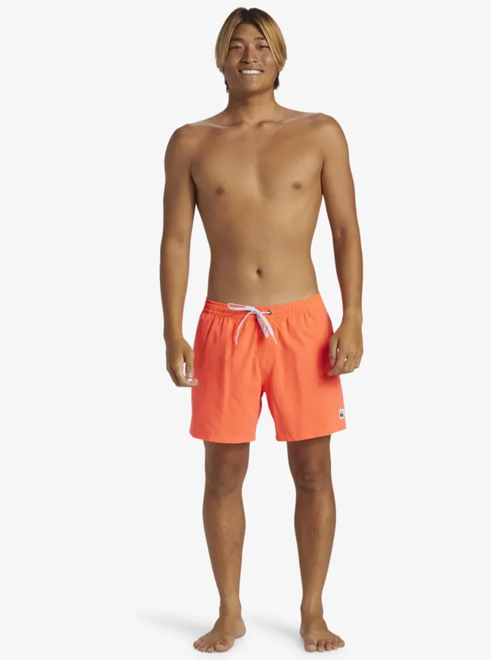 Quiksilver Everyday Solid Volley 15034 Elastic Waist Shorts Fiery Coral Mens Elastic Waist Quiksilver Everyday Solid Volley 15034 Elastic Waist Shorts Fiery Coral Mens Elastic Waist