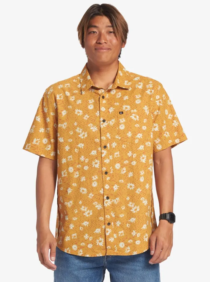 Quiksilver Future Hippie Short Sleeve Woven Shirt Mustard Future Hippy Mens Shirts and Polos