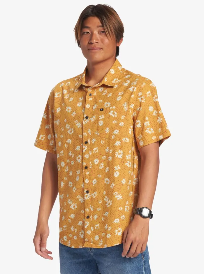Quiksilver Future Hippie Short Sleeve Woven Shirt Mustard Future Hippy Mens Shirts and Polos