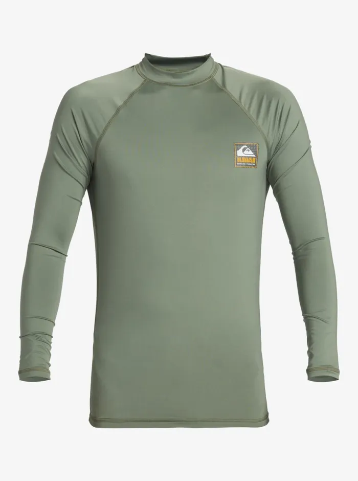 Quiksilver Hawaii Badge UPF50 Long Sleeve Surf Tee Sea Spray Mens Rashguards
