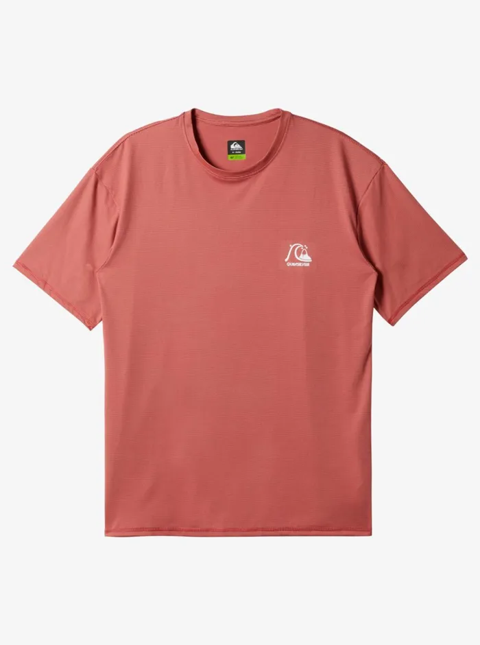 Quiksilver Heritage Heather Short Sleeve UPF 50 Surf TShirt Mineral Red Mens Rashguards