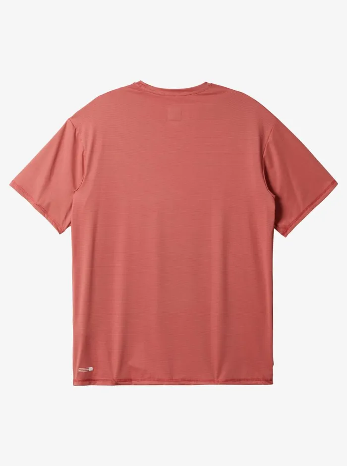 Quiksilver Heritage Heather Short Sleeve UPF 50 Surf TShirt Mineral Red Mens Rashguards
