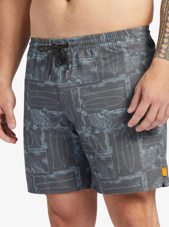 Quiksilver Longboard Volley 17034 Elastic Waist Shorts Black Longboard MensWaterman Elastic Waist