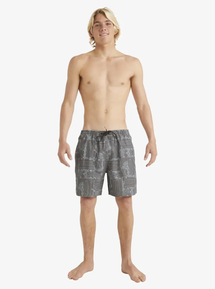 Quiksilver Longboard Volley 17034 Elastic Waist Shorts Black Longboard MensWaterman Elastic Waist