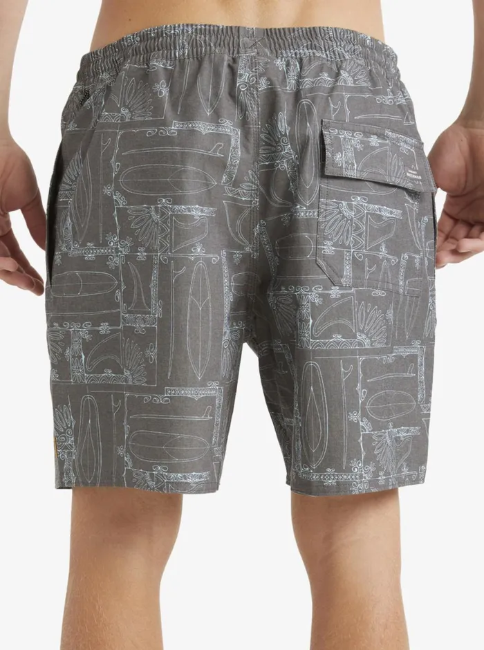 Quiksilver Longboard Volley 17034 Elastic Waist Shorts Black Longboard MensWaterman Elastic Waist