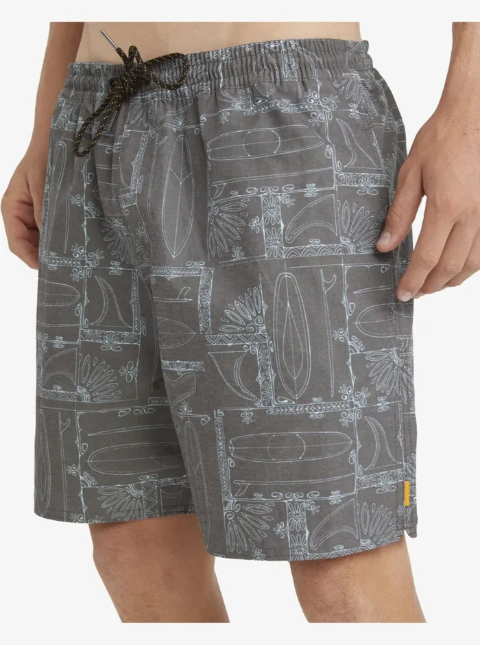 Quiksilver Longboard Volley 17034 Elastic Waist Shorts Black Longboard MensWaterman Elastic Waist