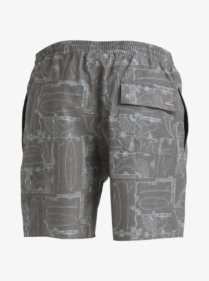 Quiksilver Longboard Volley 17034 Elastic Waist Shorts Black Longboard MensWaterman Elastic Waist