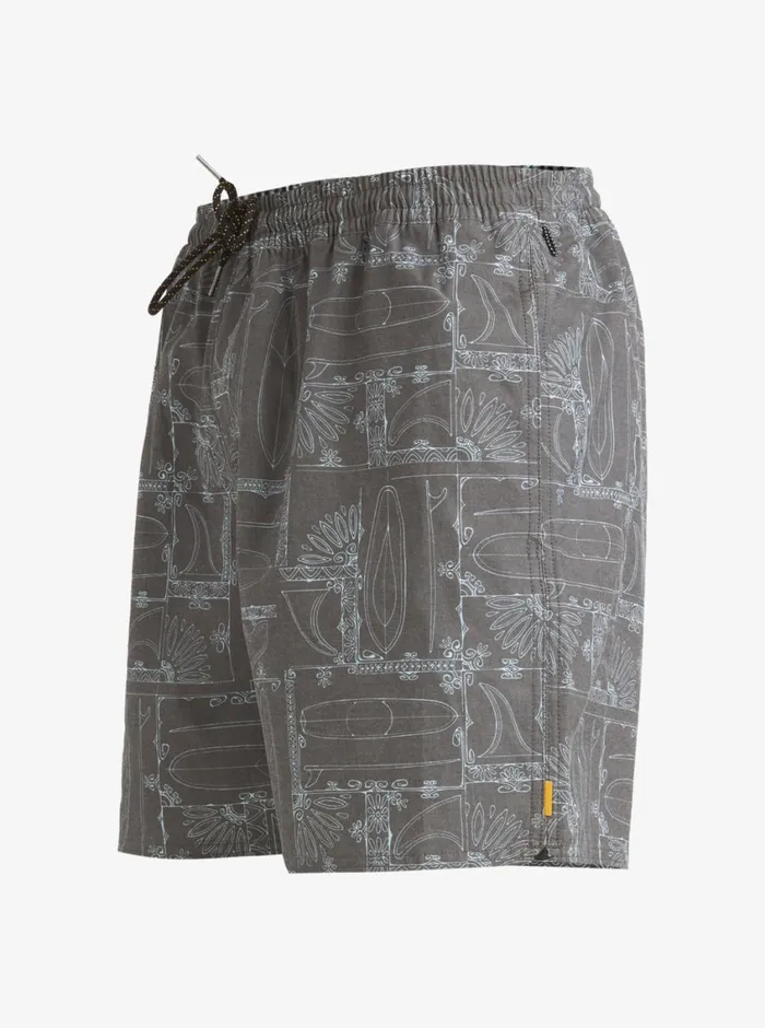 Quiksilver Longboard Volley 17034 Elastic Waist Shorts Black Longboard MensWaterman Elastic Waist