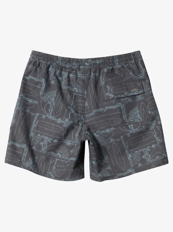 Quiksilver Longboard Volley 17034 Elastic Waist Shorts Black Longboard MensWaterman Elastic Waist