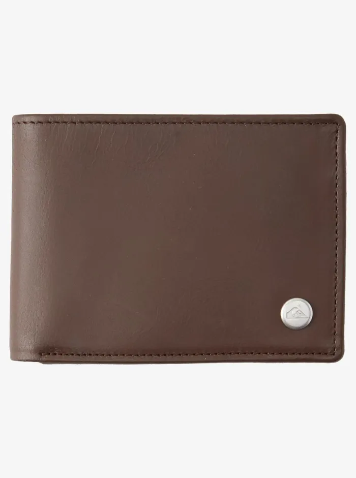 Quiksilver Mac TriFold Leather Wallet Chocolate Brown Mens Other Accessories