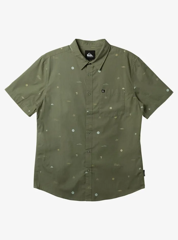Quiksilver Mini Mo Classic Short Sleeve Woven Shirt Sea Spray Mini Mo Ss Woven Mens Shirts and Polos Quiksilver Mini Mo Classic Short Sleeve Woven Shirt Sea Spray Mini Mo Ss Woven Mens Shirts and Polos