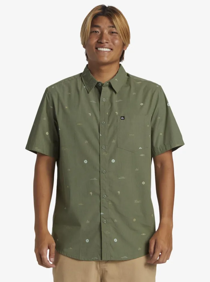 Quiksilver Mini Mo Classic Short Sleeve Woven Shirt Sea Spray Mini Mo Ss Woven Mens Shirts and Polos