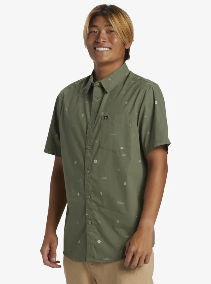 Quiksilver Mini Mo Classic Short Sleeve Woven Shirt Sea Spray Mini Mo Ss Woven Mens Shirts and Polos