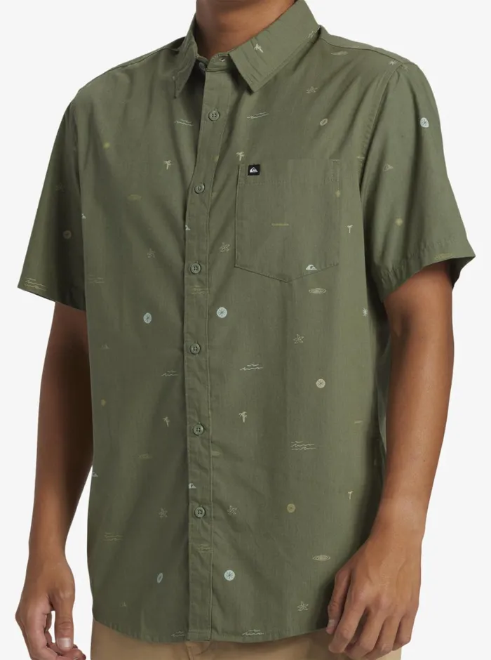 Quiksilver Mini Mo Classic Short Sleeve Woven Shirt Sea Spray Mini Mo Ss Woven Mens Shirts and Polos