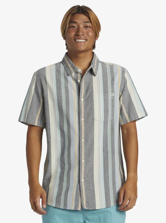 Quiksilver Oxford Stripe Classic Short Sleeve Woven Shirt Black Oxford Stripe Ss Mens Shirts and Polos Quiksilver Oxford Stripe Classic Short Sleeve Woven Shirt Black Oxford Stripe Ss Mens Shirts and Polos