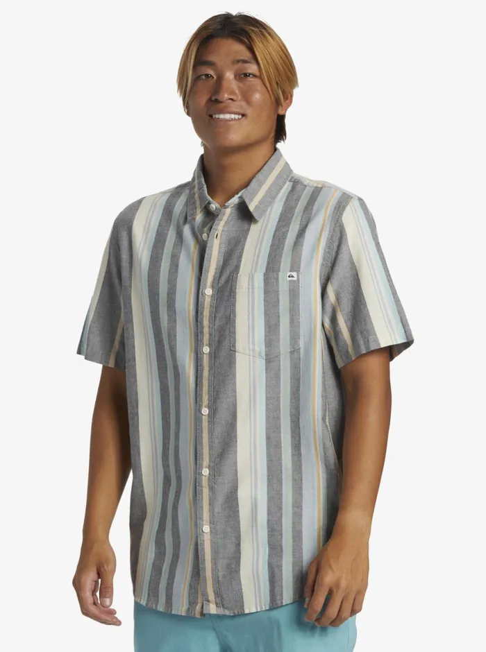 Quiksilver Oxford Stripe Classic Short Sleeve Woven Shirt Black Oxford Stripe Ss Mens Shirts and Polos Quiksilver Oxford Stripe Classic Short Sleeve Woven Shirt Black Oxford Stripe Ss Mens Shirts and Polos