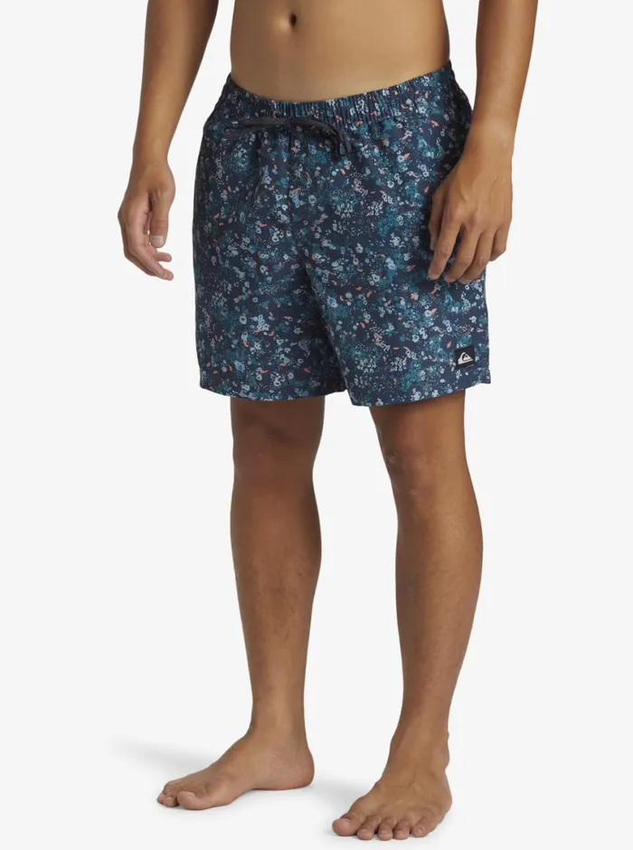 Quiksilver Remade Mix Volley 17034 Elastic Waist Shorts Dark Navy Mens Elastic Waist