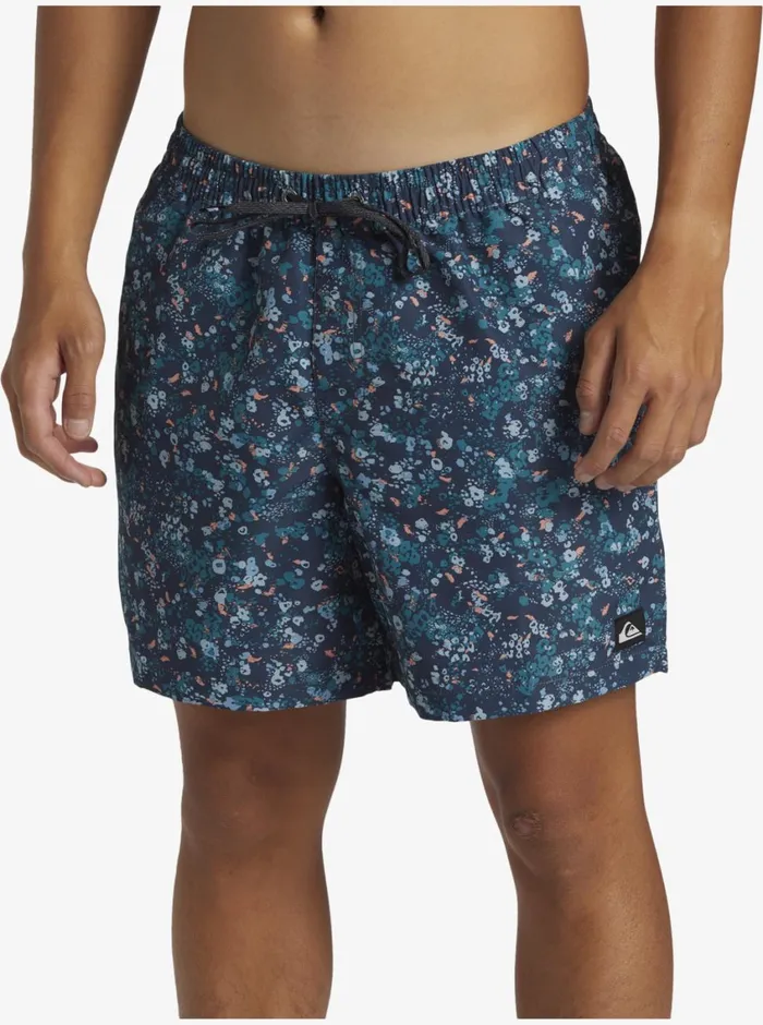 Quiksilver Remade Mix Volley 17034 Elastic Waist Shorts Dark Navy Mens Elastic Waist