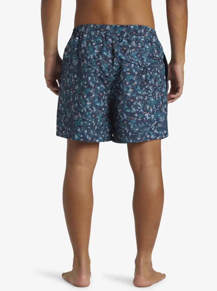 Quiksilver Remade Mix Volley 17034 Elastic Waist Shorts Dark Navy Mens Elastic Waist