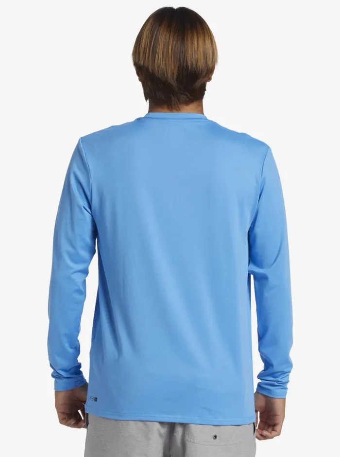 Quiksilver Solid Streak Long Sleeve UPF 50 Surf Tee Azure Blue Mens Rashguards Quiksilver Solid Streak Long Sleeve UPF 50 Surf Tee Azure Blue Mens Rashguards