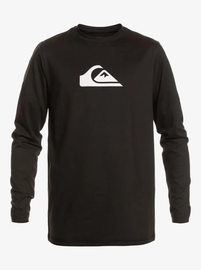 Quiksilver Solid Streak Long Sleeve UPF 50 Surf Tee Black Mens Rashguards
