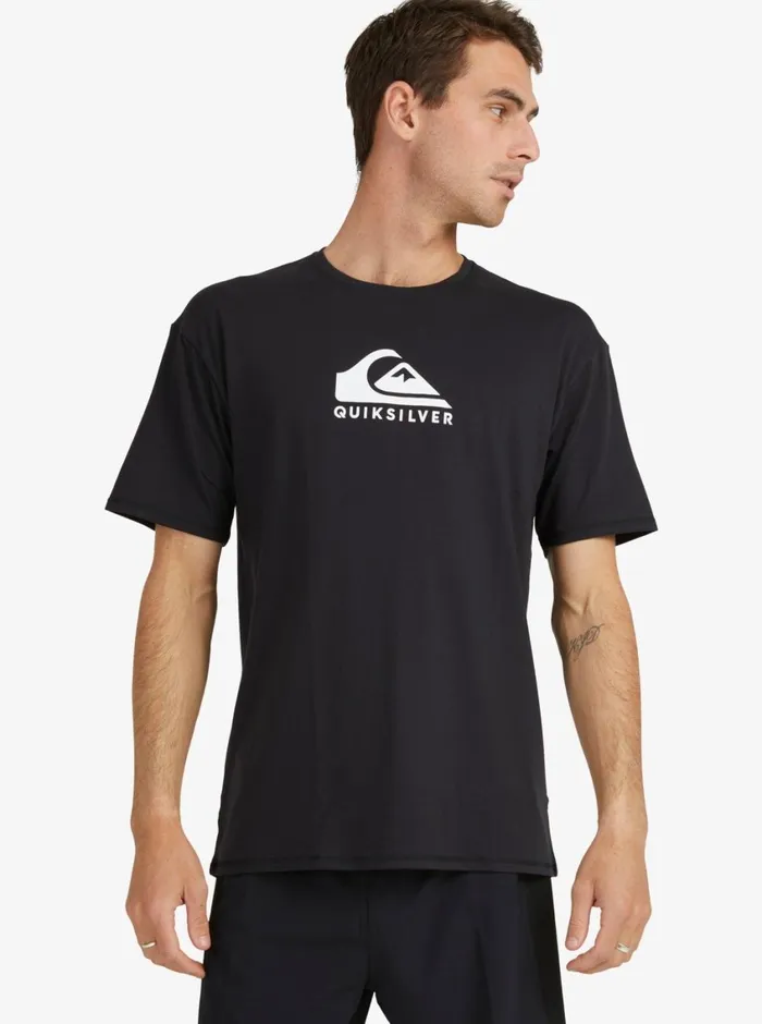Quiksilver Solid Streak Short Sleeve UPF 50 Surf TShirt Black Mens Rashguards Quiksilver Solid Streak Short Sleeve UPF 50 Surf TShirt Black Mens Rashguards