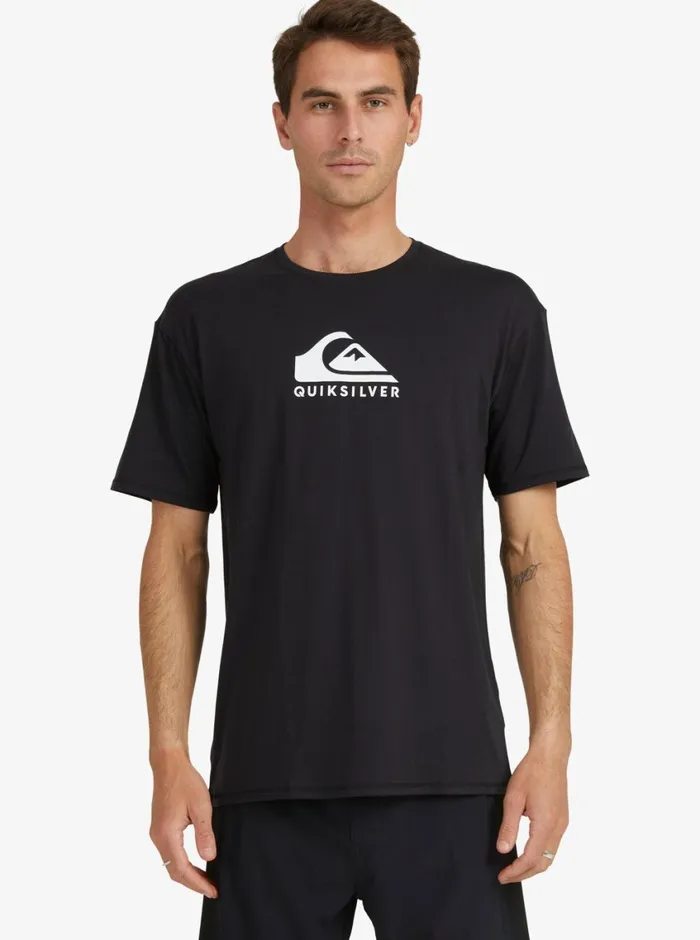 Quiksilver Solid Streak Short Sleeve UPF 50 Surf TShirt Black Mens Rashguards Quiksilver Solid Streak Short Sleeve UPF 50 Surf TShirt Black Mens Rashguards