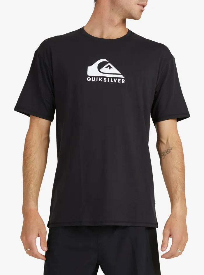 Quiksilver Solid Streak Short Sleeve UPF 50 Surf TShirt Black Mens Rashguards Quiksilver Solid Streak Short Sleeve UPF 50 Surf TShirt Black Mens Rashguards